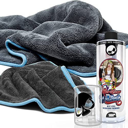 detailmate Mikrofaser Bundle - Nuke Guys Mikrofaserwaschmittel 1L mit Messbecher 150ml + Liquid Elements Silverback 40x40cm & Silverback XL 50x80cm Auto Trockentücher