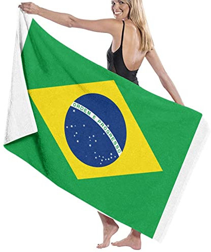 Strandtuch Brasilien-Flagge Weiches Saugfähig Strandlaken Sandfreie Stranddecke Für Pool Picknicks Strand 80X130Cm