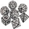 QMAY DND Dice Polyedrisches Würfel Set - 7 Stück für Dungeon und Dragons MTG RPG D&D D20, D12, D10, D%, D8, D6, D4 (Weißes Gravurmuster)