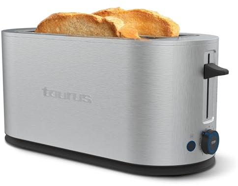 Taurus - Tostadora Mytoast Duplo Legend | 1500W | 2 ranuras largas y extra anchas | 7 niveles de tostado | 3 funciones (descongelar, recalentar y cancelar) | Auto-centrado | Bandeja recogemigas