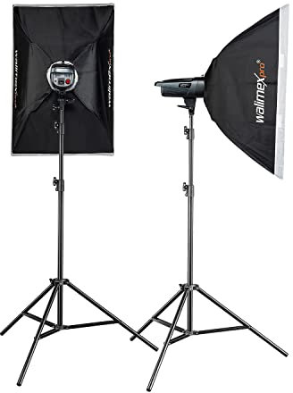Walimex pro Emerger 200 Set Double - leistungsstarke Studio Blitzleuchte mit 2,4 GHz Empfänger, 200 Ws, kurzer Wiederaufladezeit, LED-Einstelllicht, 16 Kanäle und 4 Gruppen, kompakt und mobil