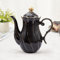 Dujust British Style Porcelain Luxury Teapot (40oz), Golden Trim, Built-in Filter, Tea Party & Home Décor - Black