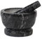 HOME 9716218 Mortier en marbre avec pilon, noir, 18 cm