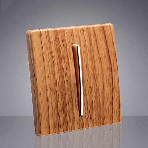 MAXEPO 10A Interrupteur d'éclairage intérieur Interrupteur en métal dissimulé 1-4 Gang 2 Voies Imitation Jaune Grain de Bois Applique Bouton Interrupteur 86 Type Personnalité Interrupteur d'éclairage