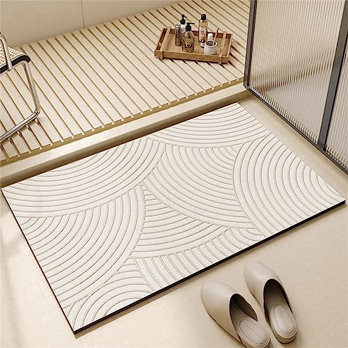 Absorbierender Badematte Badezimmerteppich Badteppich Badvorleger, Waschbarer Rutschfeste FußMatten, Super Absorbierende Schnelltrocknende Badematte, Badewanne, Duschraum, KüChe 50x80cm, Light Color
