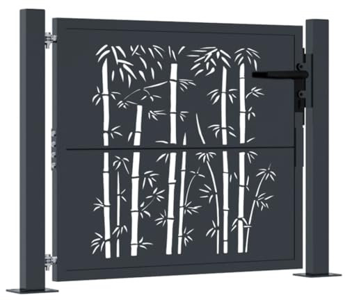 vidaXL Puerta de jardín Acero Gris Antracita diseño bambú 105x80 cm