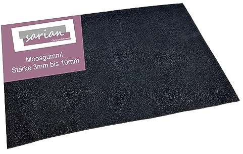 Moosgummiplatte 200mm x 300mm selbstklebend 3mm 5mm 8mm 10mm stark EPDM Zellkautschuk Moosgummiatte Dichtungsmatte einseitige Klebeschicht Dämmplatte Moosgummiunterlage (Stärke 8mm)