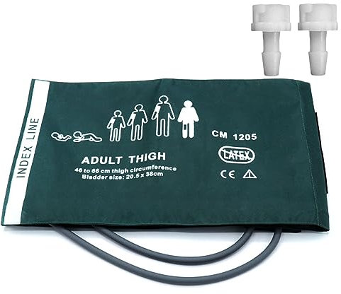 NIBP Cuff with BP18 Connectors for Adult Thigh, 46-66 cm Reusable Dual Tube Nylon Replacement BP Cuff with Inner Airbag for Blood Pressure Monitor Machine