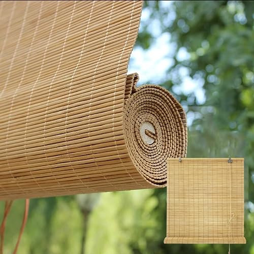 Rollo-Sonnenschutz - Lichtfilternde Rollos, Lichtfilternd/wasserdicht Mit Lifter-Camper-Jalousien Und Jalousien, Duschvorhängen, Ring-Top-Vorhang Bambus Jalousie Für Fenster ( Size : 50 x 135 cm ( 24