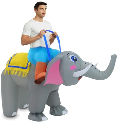 Anroong Inflatable Costume for Adult Elephant Costume Halloween Blow Up Ride on Elephant Costumes Animals Suit for Men Women Cosplay Party