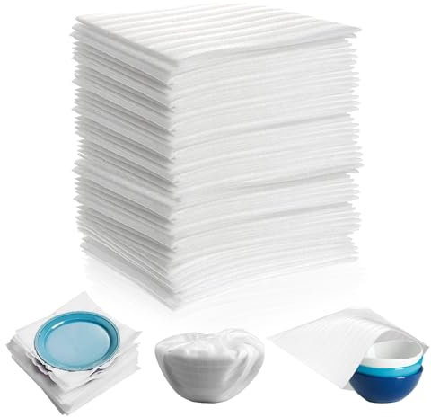 100 PCS Demenagement Feuilles Mousse Papier Bulle Déménagement Carton pour Cartons Déménagement Vaisselle, Plats, Assiettes, Verres Emballage
