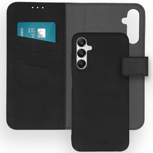 iMoshion kompatibel mit Samsung Galaxy A25 Hülle – 2-in-1 Luxus Klapphülle – Handyhülle mit herausnehmbarem Back Cover in Schwarz [Platz für 3 Karten, Magnetverschluss]