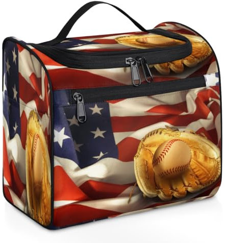 Trousse de maquillage de voyage pour femmes, hommes, enfants, filles, garçons, gants de baseball, 11,2 L, trousse de toilette à suspendre, trousse de toilette, trousse de douche, couleur, 11.2L,