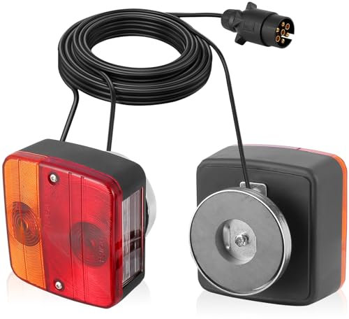 D-TECH Anhänger Beleuchtung Led Set Mit Magnet, Anhaenger Rueckleuchten Verkabelt Komplettsets 7 Polig Magnetisch,Rücklicht Anhänger 12v, ECE Zulassung
