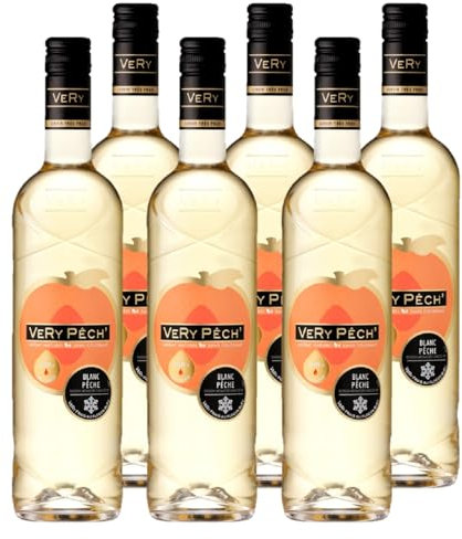 Very Pech' - Vin Blanc à la Pêche - Boisson aromatisée à Base de vin - Lot de 6 bouteilles x 75 cl