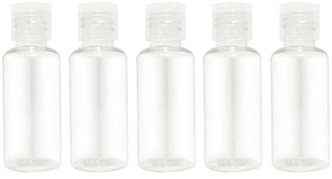 QIRUIRED 5 Pieces Flip Cap Bottles Plastic Empty Transparent Containers Bottle Refillable Squeeze for Travel Shampoo Cosmetic Lotion Toiletries (30ML)