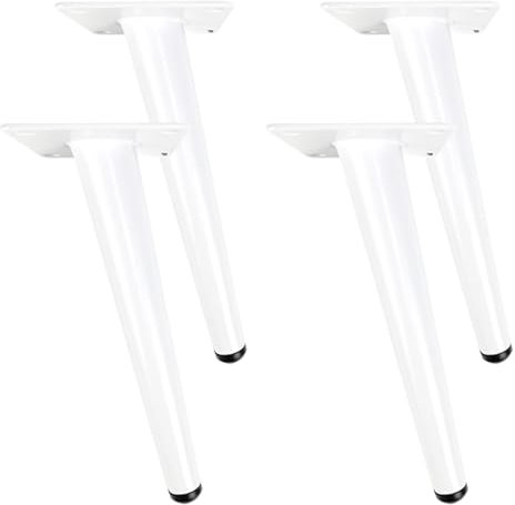 SZLXJMFL Pieds de Meuble en Blanc, galvanoplastie Lot de 4 Meuble Cuisine TV Socles Pieds 10-100cm Inclinés Cône Pieds pour Meuble de Salle de Bain Vis Inclus-40cm/15.7in