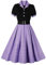 Wellwits Robe Femmes Blazer Grande Taille à Pois Vintage Années 1950 Violet 3XL