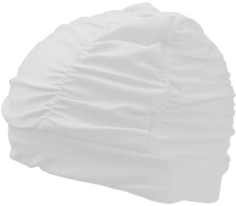 Whakano Gorro de natación para mujer y hombre, protección UV, resistente a desgarros y elástico, suave y resistente, gorro de natación para playa, baño y spa, color blanco