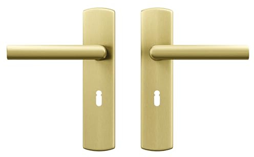 AXA Türbeschläge set - Curve Klik Milan | Türklinken Innentüren mit Langschild, Mit Schlüsselloch, Gold, SL55