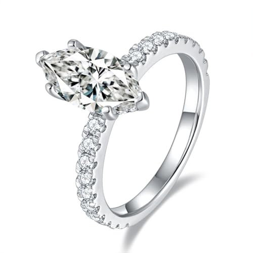2 Karat Moissanit Ringe für Frauen D Farbe VVS1 s925 Sterling Silber Marquise Cut Moissanit Promise Ring Simulated Diamond Verlobungsring Lab erstellt Diamant Ring (9)
