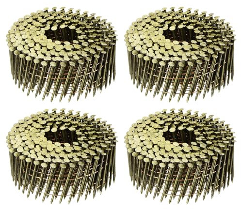 uxcell 1200 Count Siding Nails 2 x 0.091 15-Degree Ring Shank Full Round Head Collated Wire Coil for Lath and Sheathing Materials