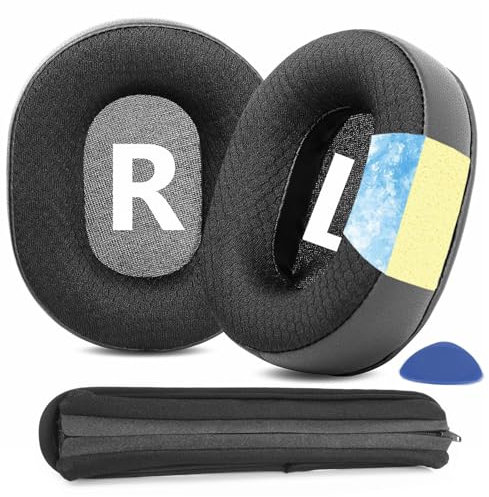 TaiZiChangQin Kühlendes Gel-Ohrpolster, kompatibel mit Mixcder E9, E8, kabellose Bluetooth-Kopfhörer, Ohrpolster, Kopfband, Schutzabdeckung, Schwarz, atmungsaktives Gewebe, Kühlgel