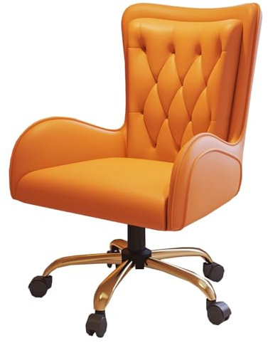 GIZNXBA Bürostuhl Ergonomisch Leder Computerstuhl Gaming Ergonomischer Liegestuhl Hoher Rücken Mit Lendenwirbelstütze, Anhebbare Schreibtischstuhl Chefsessel Mit Armen(/Orange,B)