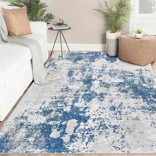 Famibay Teppich, Wohnzimmer, groß, 160 x 230 cm, maschinenwaschbar, modern, abstrakt, weich, Schlafzimmer, Kurzflor, 5 mm dünn, rutschfester Teppich für Zuhause, Esszimmer, Dekoration