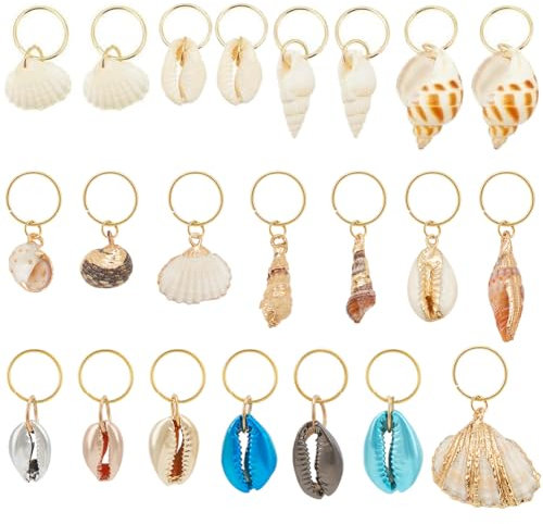PLIGREAT 22 accessoire pour Cheveux en Coquillage de Conque de L'Océan Bijoux pour Cheveux Bagues Dreadlocks Tresses Pinces à Cheveux Manchettes Décorations Breloques pour Femmes