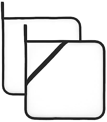 WHJWZY Set di 2 presine da cucina resistenti al calore e durevoli, con design a corda per appenderlo, tinta unita, bianco stampato