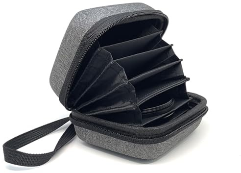Objektivfiltertasche für 67 mm ND UV-Filter CPL Polarizfilter, runde Aufbewahrungsbrieftasche, mehrschichtige Schutzhülle, staubdicht und wasserabweisend, grau, Tragen