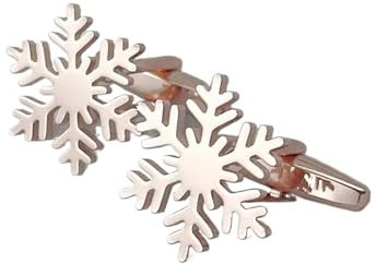 Boutons de Manchette Flocon de Neige for Hommes, Boutons de Manchette Creux en Acier Inoxydable, Bijoux, Liens de Manchette(Rose Gold)