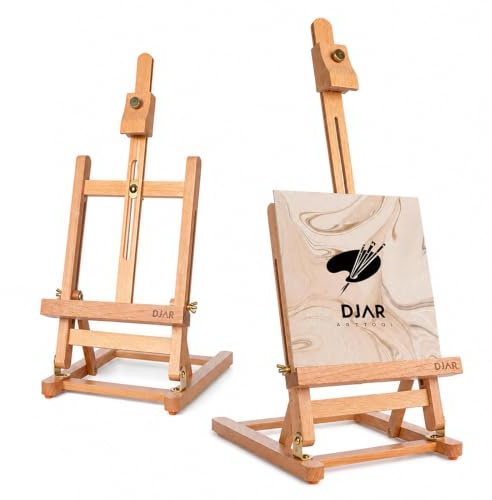 DJAR Mini-Tischstaffelei mit H-Rahmen, 63,5 cm, Staffelei aus Buchenholz, tragbar, für Malerei, Display, Tischstaffelei Holz für Jugendliche, Erwachsene, Studenten