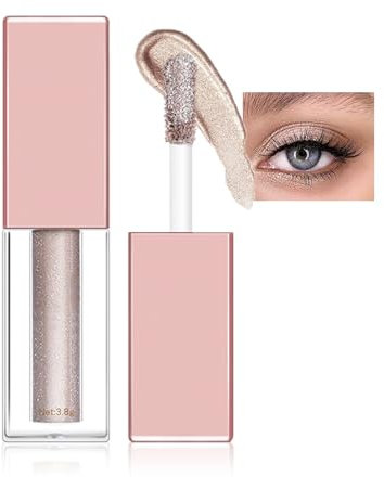 Glitzer Lidschatten Flüssig,Diamond Glitter Eyeliner Liquid,Glitzer Finish Glattes Schimmer Augen Make-up,Langanhaltende Formel Auf Gel-Basis, Schnell Trocknend(06 Sexy braun)