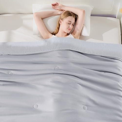 Qucover Kühldecke Sommer Bettdecke, Arc-Chill 3.0 Q-Max>0.5 Kühlfasern Doppelseitig Kühlende Decke, Sommerbettdecken bettdecke ohne bezug nutzbar Superweicher, Leichte Sommerdecke 200x230cm, Hellgrau