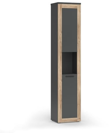 Vicco Hochschrank Anthrazit Niko 40x194x34 cm - Wäscheschrank, Viel Stauraum von Oben bis unten – ideal für Handtücher & Pflegeprodukte