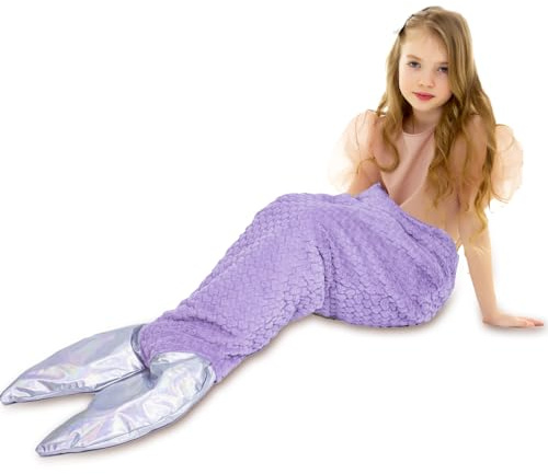 SANFERGE Dicke Meerjungfrau - Gemütlicher Winterschlafsack mit glitzerndem Fischschwanz, perfekt für Mädchen