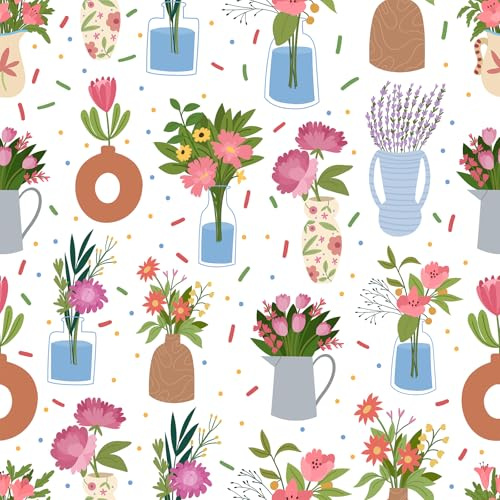 VaryPaper Blumentapete Rosa Modern Kebefolie Muster 44.5cmx200cm Fototapete Blumen Klebefolie Möbel Weiß Matt Möbelfolie Kinder Tapete Kinderzimmer Wohnzimmer Selbstklebende Folie Regal Schrankfolie