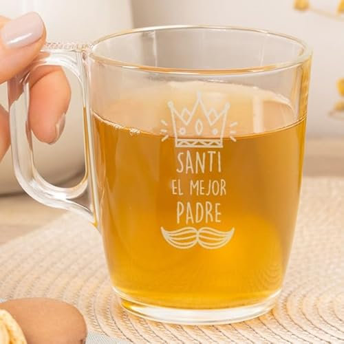 Wanapix | Taza de Té Personalizada con Nombre Grabado | Tazas de Cristal para infusiones | Capacidad 25 cl | Vidrio templado extra resistente | Aptas para Lavavajillas y Microondas | Mejor