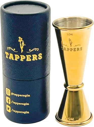 Gold Jigger Spirit Measure Stainless Steel - Single Double Shot Spirit Measures 25ml 50ml | Measures for Spirits- Perfect Home Bar Cup for Cocktail Making with Gin, Whiskey & Spirits - Gift Boxed