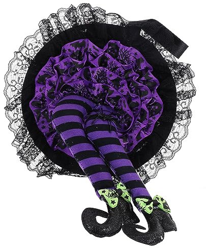 ibasenice Halloween Hexenbein Kranz Hängedekor Aus Gefertigt Leichtgewichtig Für Tür Baum Veranda Halloween Party Spukhaus Dekoration