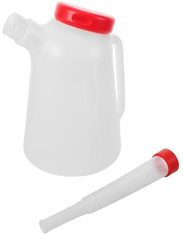 Ciieeo Bidon en Plastique Rouge 5l avec Bec Long Doseur Précis pour Automobile Et Bateau, Injecteur De Ravitaillement Polyvalent, Outil De Mesure D’Huile Moteur, Usage Professionnel Et Particulier