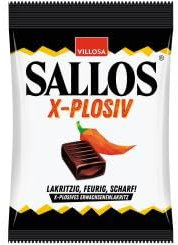 Sallos X-Plosiv - Bonbons à la réglisse ardents à l'extrait de piment, parfaits pour une expérience gustative audacieuse et explosive - Compatible avec Villosa - 150 g