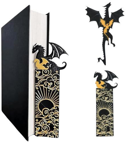 Fourth Wing Merch Bookmark,Book Merch,Acotar Merch,Lesezeichen Fantasy,Lesezeichen Drachen,Drachenkopf Buchstütze Drache,2 Pcs Magnetisches Metal Retro Lesezeichne,Gadgets Geschenke für Großes Junge