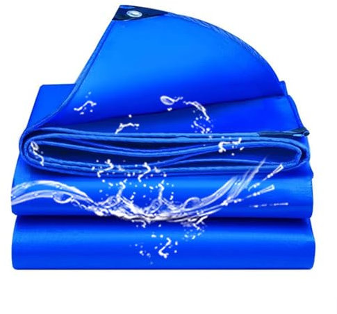 Bâche imperméable robuste de 3 x 7 m – Bâche en polyéthylène de 12 mm d'épaisseur avec œillets, tapis de sol multifonction pour auvent, tente, couverture de toit, protection extérieure
