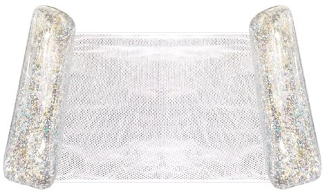 Hamaca flotante de PVC con lentejuelas de 130 x 70 cm, tumbona a prueba de fugas, hamacas de agua, hamacas inflables con bomba de aire, flotador de piscina para piscinas de playa