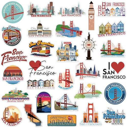Konohan San Francisco Souvenirs, Geschenke San Francisco, Magnet für Kühlschrank, Stadt, magnetische Kühlschrankaufkleber für Heimdekoration, 30 Stück