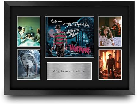 HWC Trading A Nightmare on Elm Street Geschenke Geducktes Signiertes Autogramm Präsentationsdisplay für Fans von Film Memorabilien - A3 Gerahmt