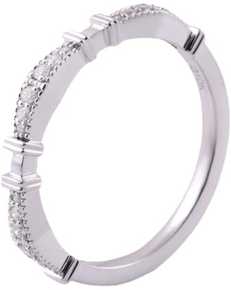 Damenring Zart Dünn, Ringe Frauen Knoten mit Moissanit 18K Weißgold Größe 47 (15.0)